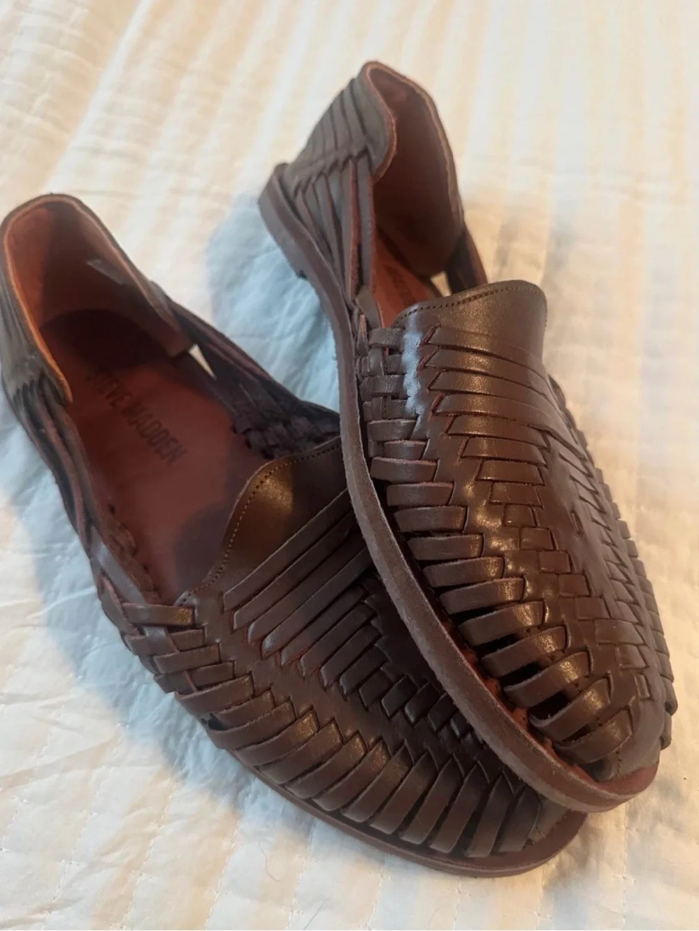 Steve Madden Brown Woven Leather Slip-On Loafers